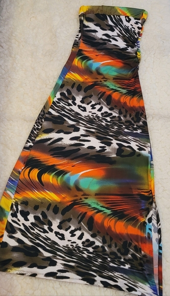 🦓Multi color zebra print strapless maxi dress M🦓 - Picture 1 of 4